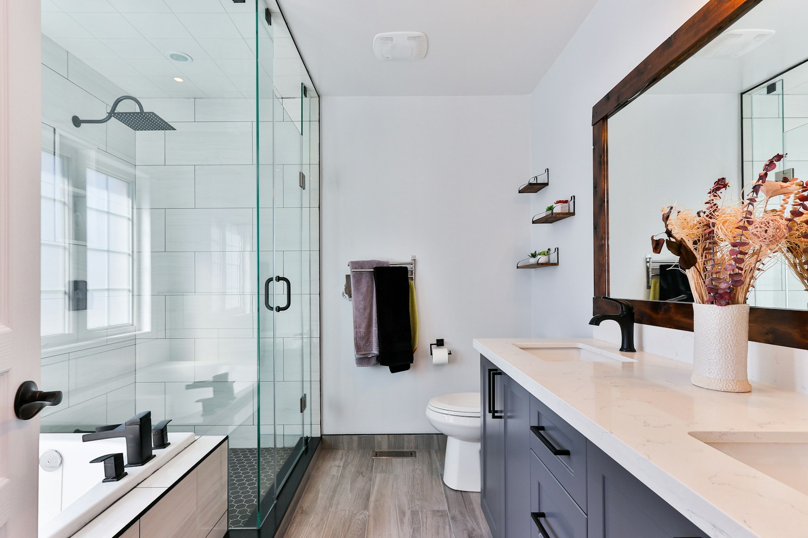 Tiled walk-in shower